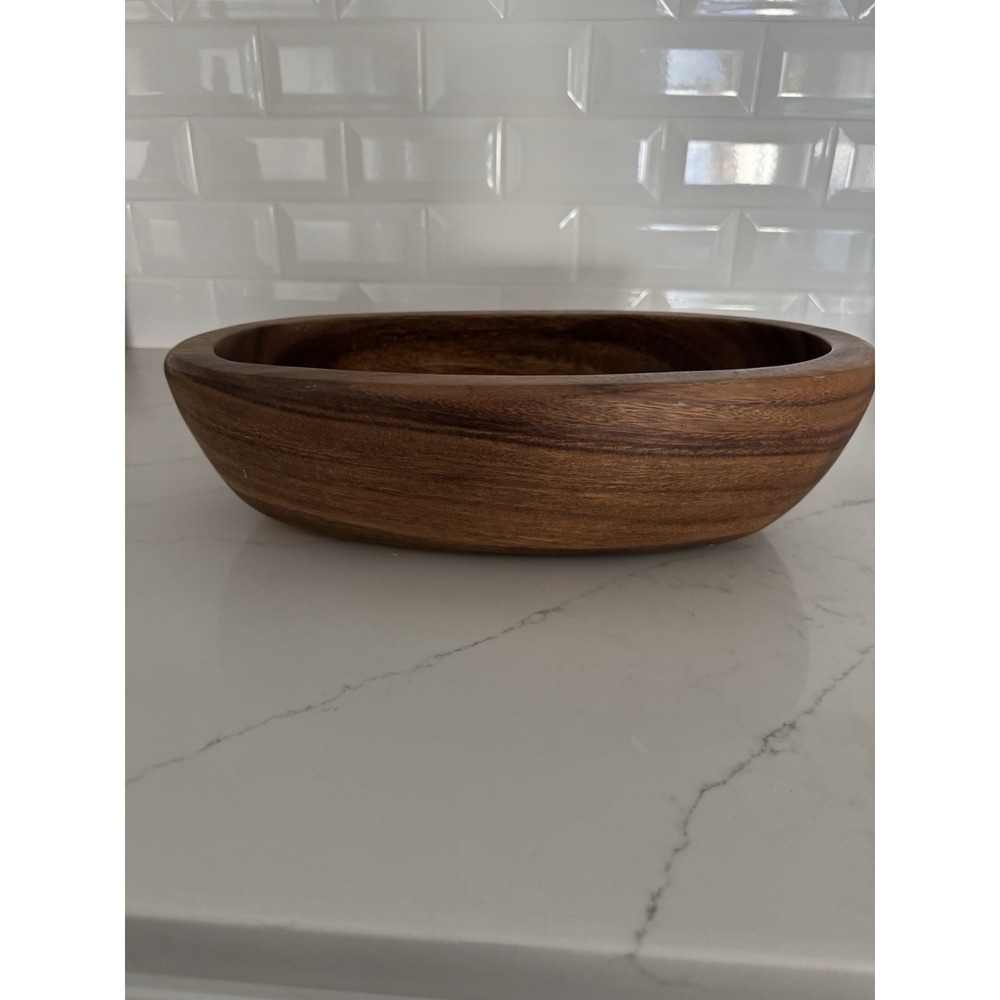 Pacific Merchants Acacia Wood Serving Bowl Oval Dough Bowl Rustic Farmhouse